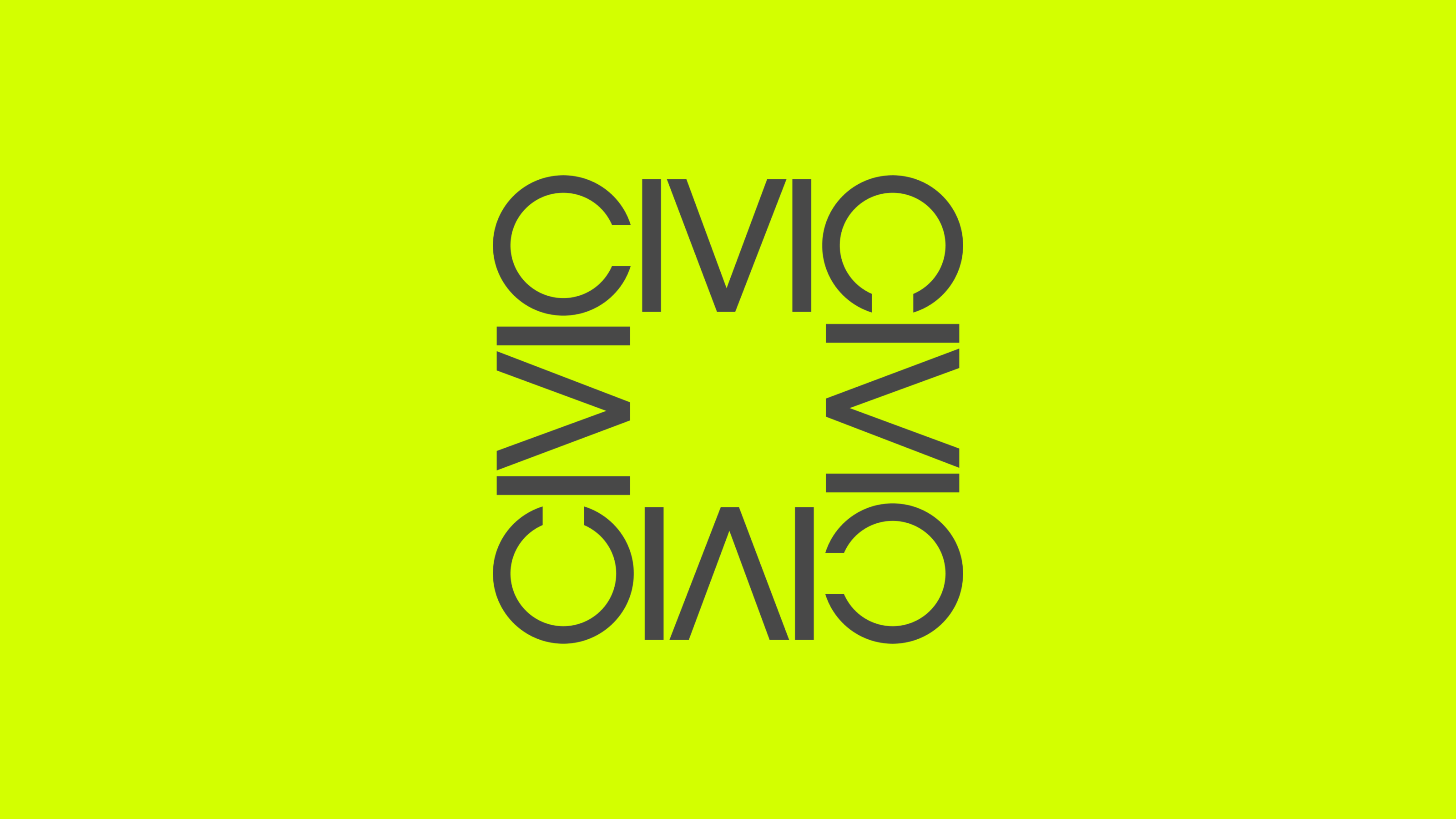 The Civic News Company symbol over an electric green background