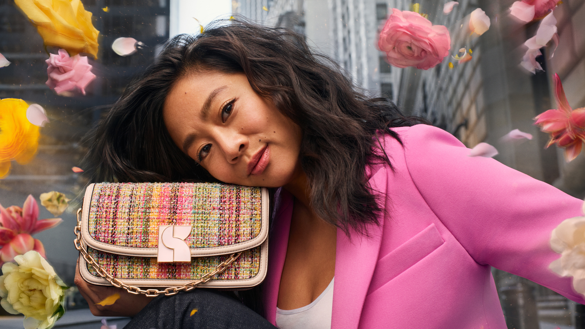 Stephanie Hsu featuring on the Kate Spade Spring 2024 Campaign hero shot