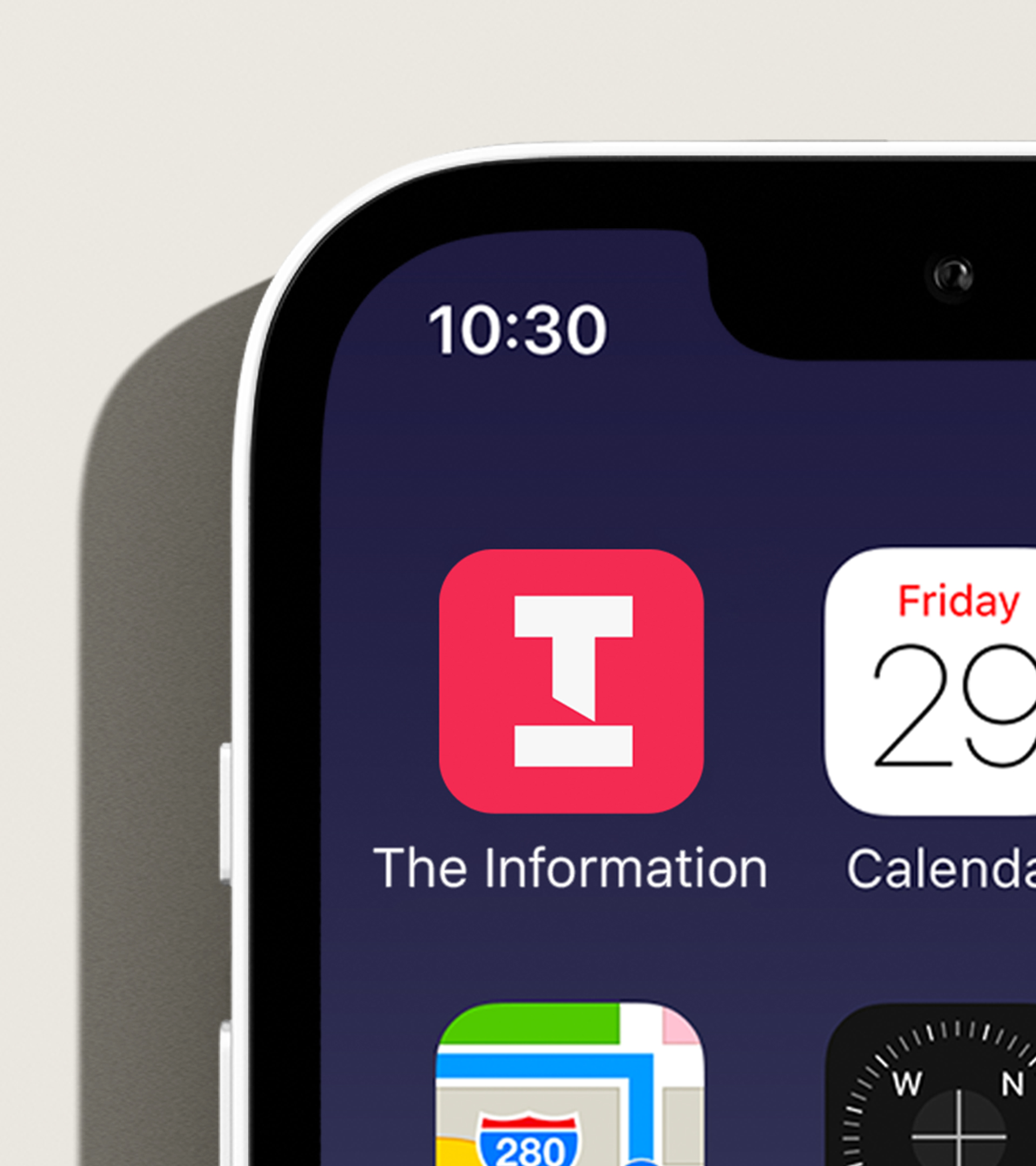 C﻿lose up of The Information app icon mocked up on an iphone screen